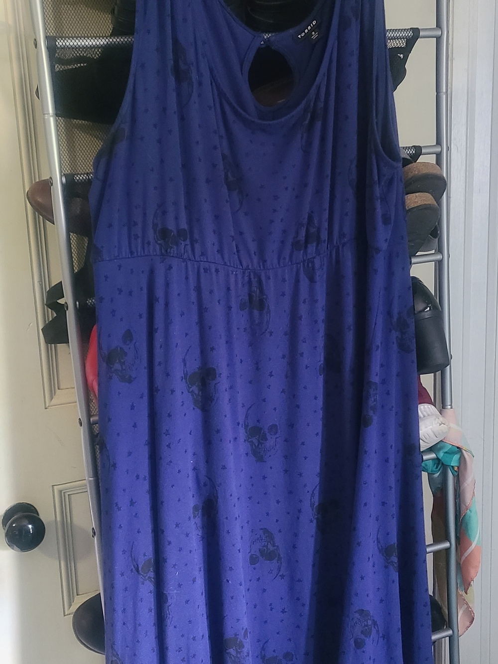 Torrid Blue Sleeveless Dress with Black Skull Print